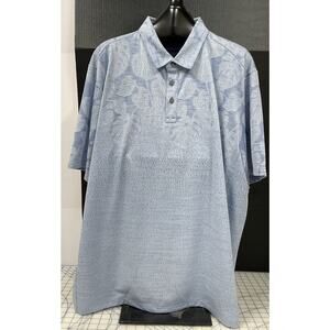 Tommy Bahama Polo Shirt Men’s 3XLB Palm Coast Tropic Fade UPF 30‎ Ice Blue